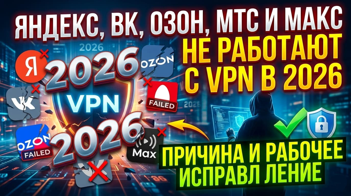 Яндекс, ВК, Озон, МТС и Макс не работают с VPN в 2026: причина и рабочее исправление
