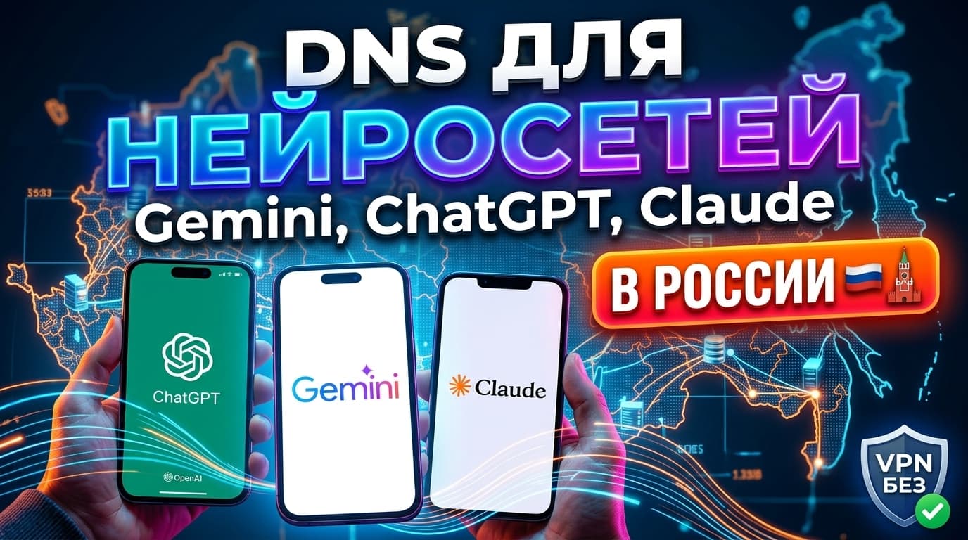 DNS для Gemini (Джемини), ChatGPT, Claude и нейросетей в России 2026 — рабочие DNS-серверы без VPN: как настроить на ПК, Android и iPhone