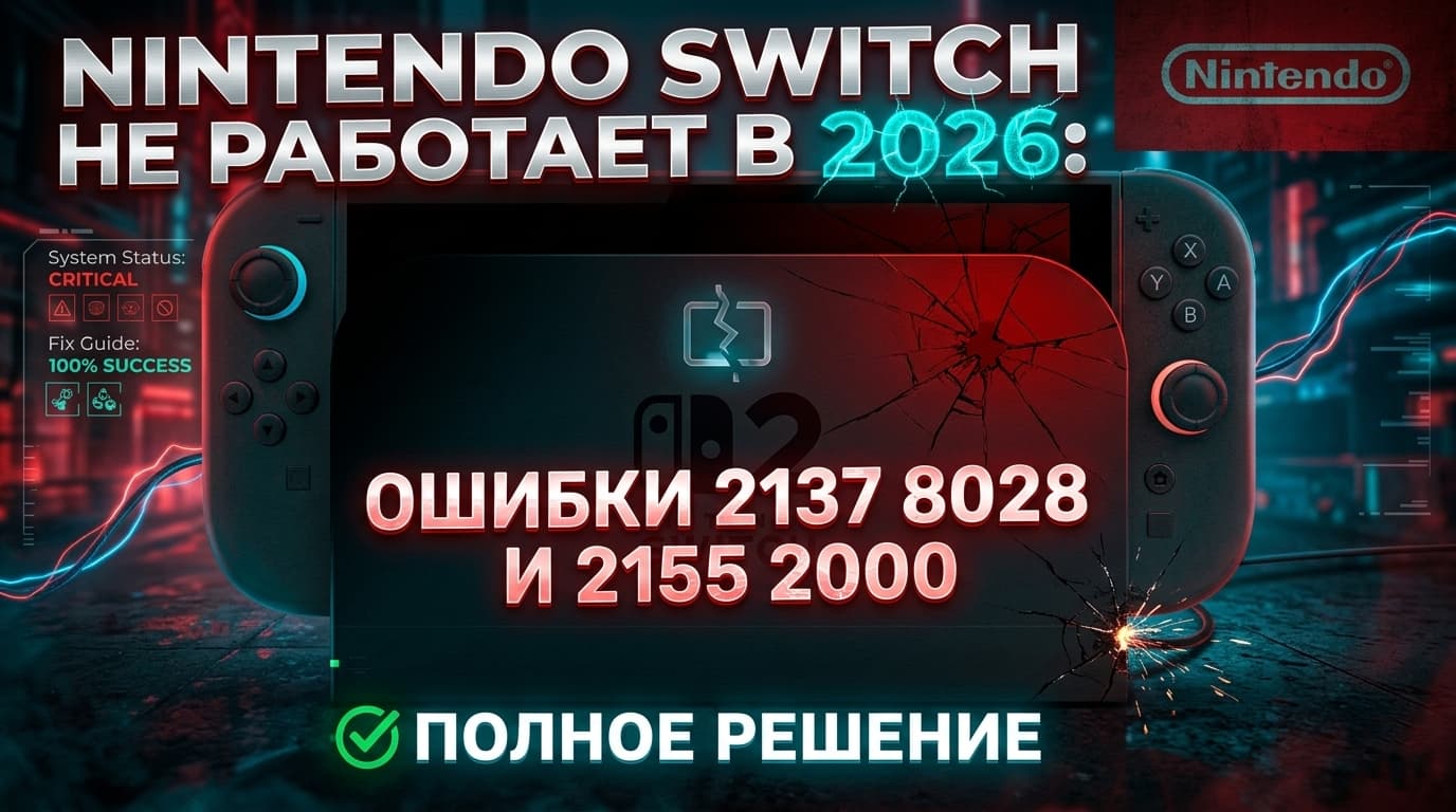 Nintendo Switch не работает 2026 — ошибки 2155-2000, 2137-8028, 2811-5001 и другие