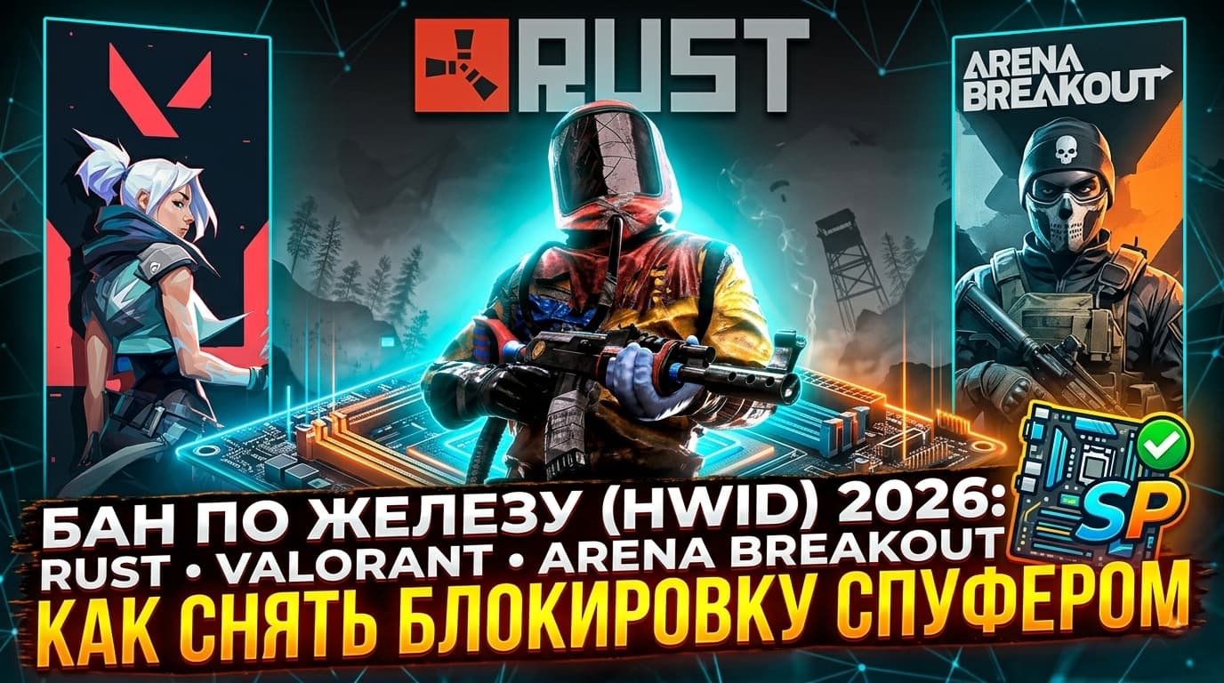 Бан по железу (HWID) в Rust, Valorant и Arena Breakout 2026: как снять блокировку спуфером