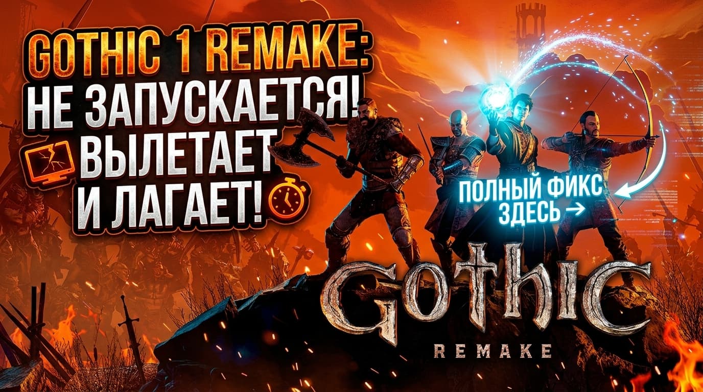 Gothic 1 Remake (Готика 1 ремейк, Готик 1 ремейк) не запускается, вылетает и лагает 2026 — Out of video memory, LowLevelFatalError: пошаговое решение