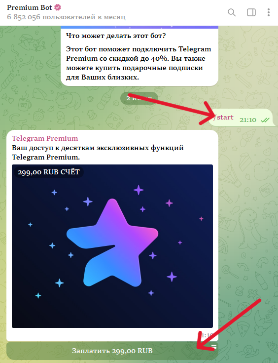 PremiumBot TG для оплаты премиум для телеграмма