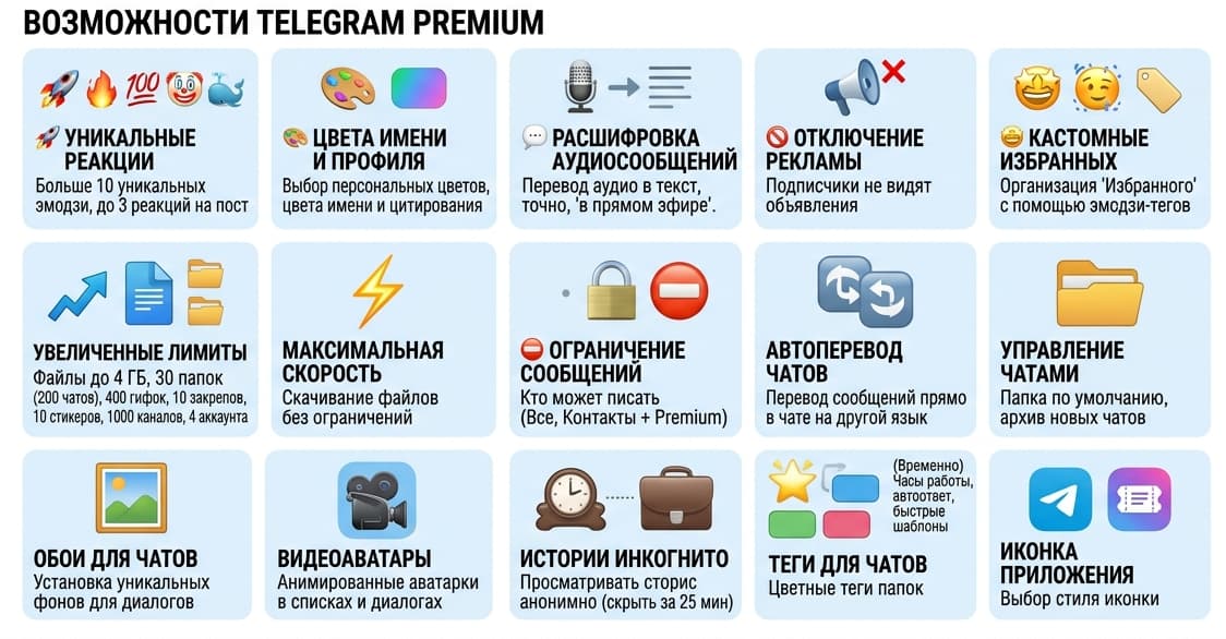 Возможности тг премиум