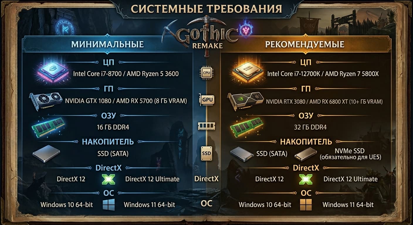 Системные требования Gothic 1 Remake (Готик 1 ремейк) 2026