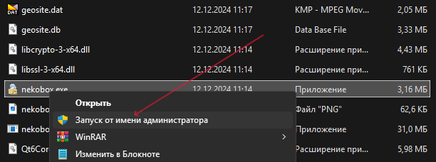 Запуск от админа nekoray