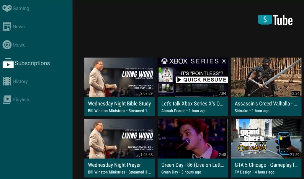 Интерфейс приложения SmartTube для телевизоров Android TV