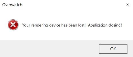 Overwatch Rendering Device Lost устройство отрисовки потеряно